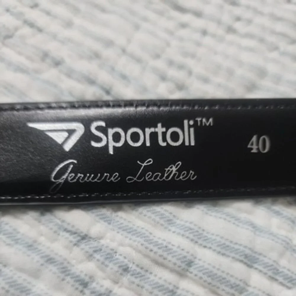 Sportoli Classic Leather Belt Black Single Prong silver Buckle Mens Belt Size 40